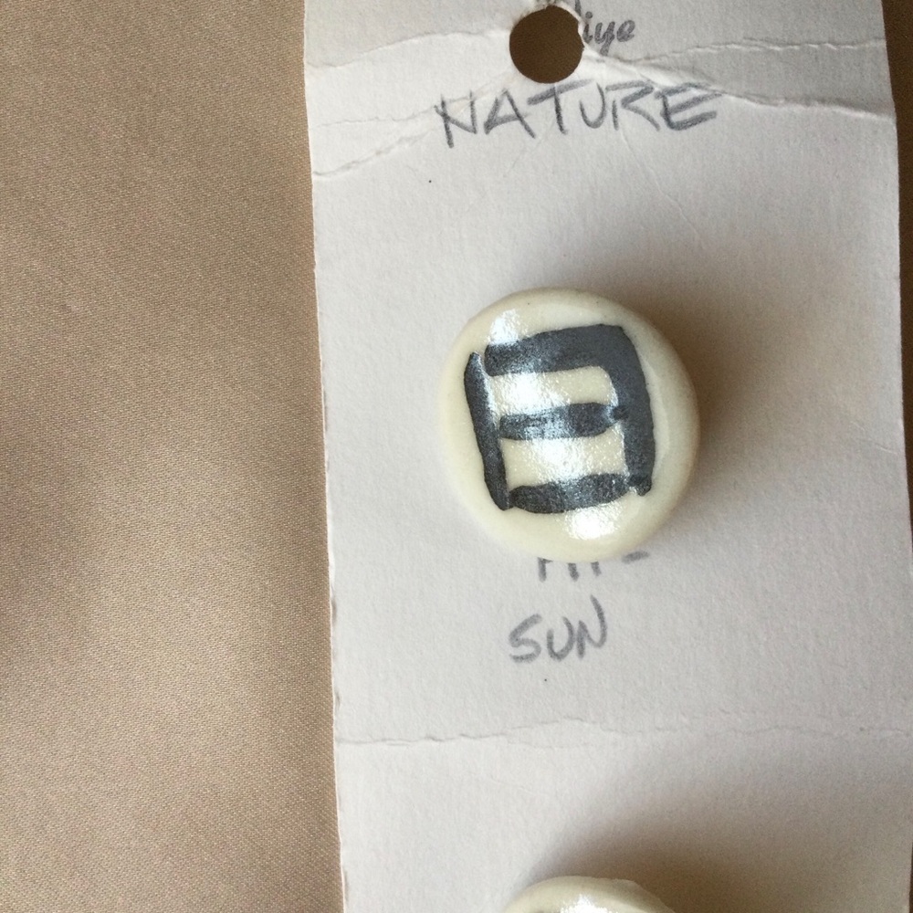 Handmade Pottery Buttons Japanese Kanji Words Nature Theme - Picture 5 of 12